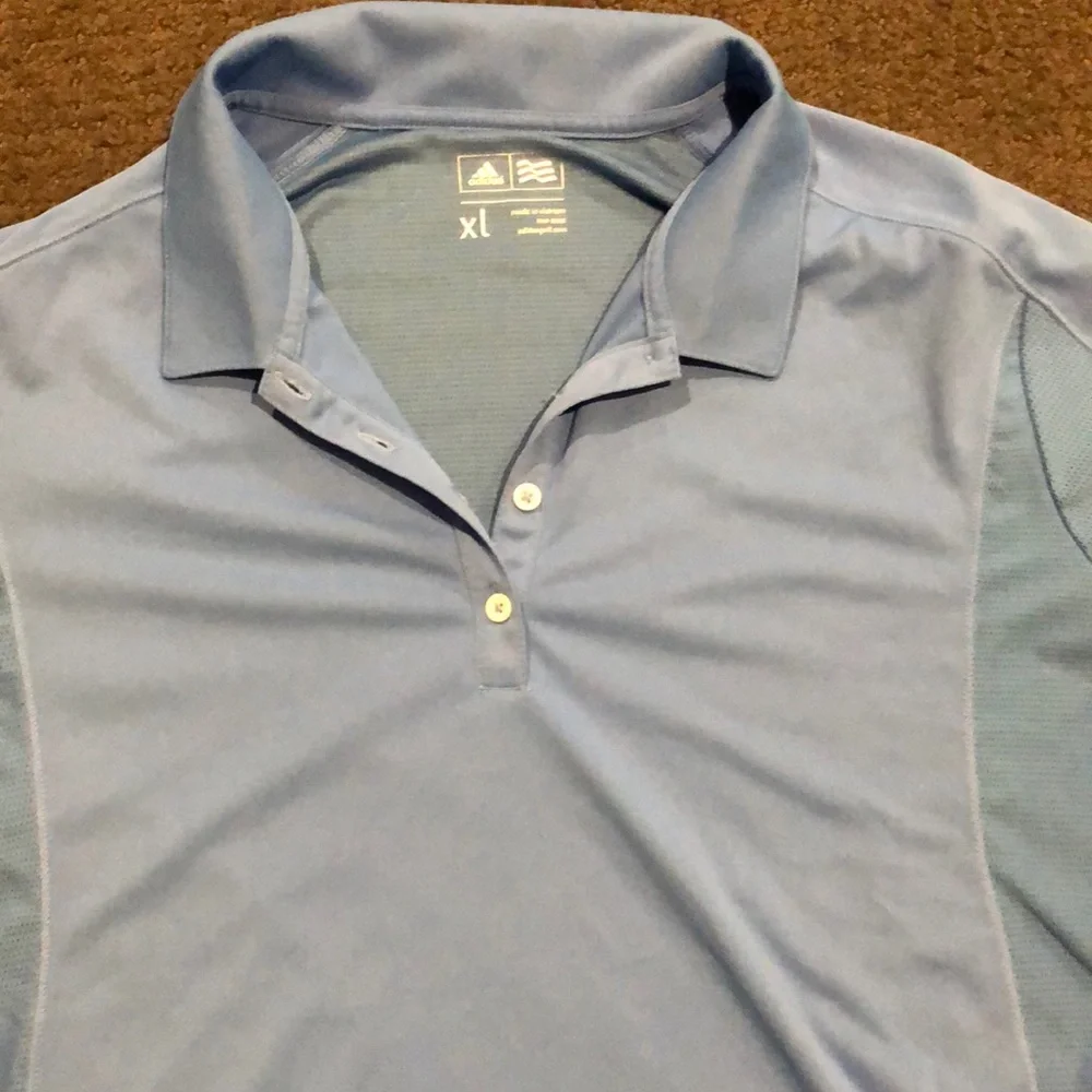 Light blue adidas XL kids golf polo shirt drifit - Picture 3 of 4
